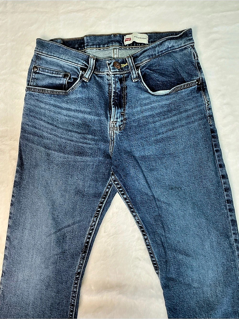 Wrangler Men's Slim Straight Fit Jean with Stretch Blue Jeans Waist 28 x 30